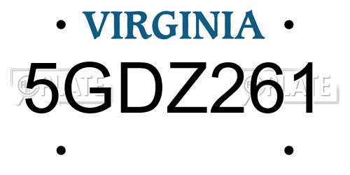 5GDZ261 Virginia License Plate