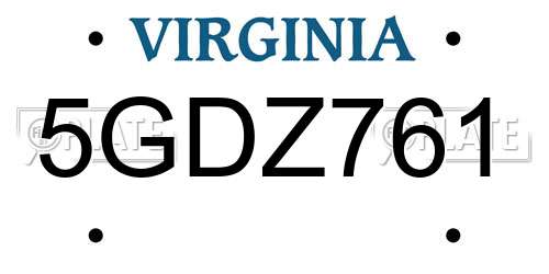 5GDZ761 Virginia License Plate