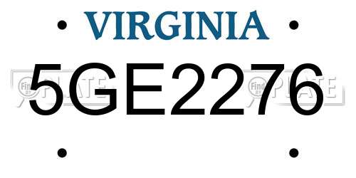 5GE2276 Virginia License Plate