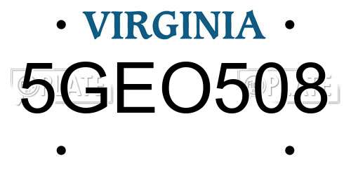 5GEO508 Virginia License Plate