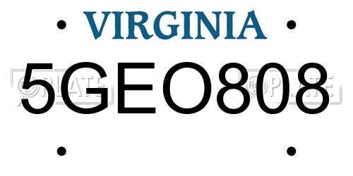 5GEO808 Virginia License Plate