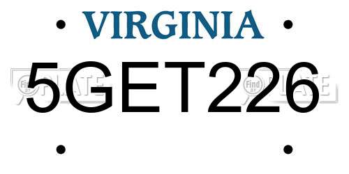 5GET226 Virginia License Plate