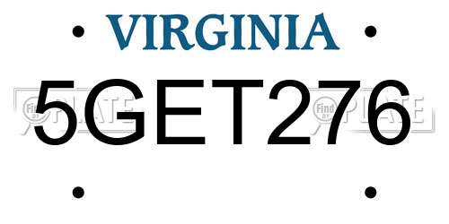 5GET276 Virginia License Plate