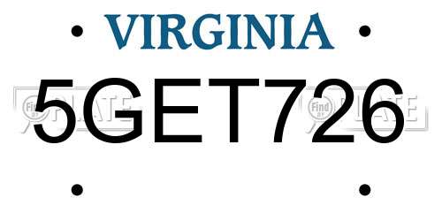 5GET726 Virginia License Plate