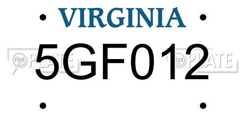5GF012 Virginia License Plate