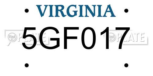 5GF017 Virginia License Plate