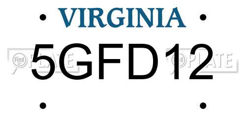 5GFD12 Virginia License Plate