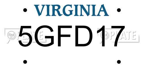 5GFD17 Virginia License Plate