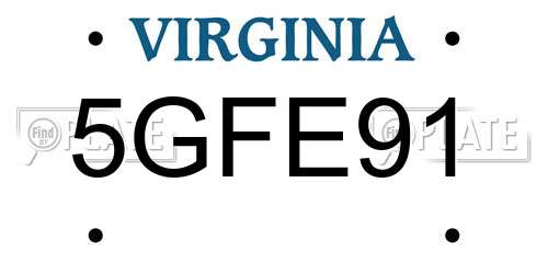 5GFE91 Virginia License Plate