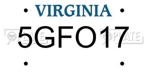 5GFO17 Virginia License Plate