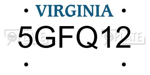 5GFQ12 Virginia License Plate