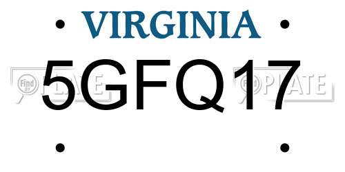 5GFQ17 Virginia License Plate