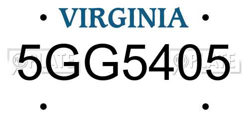 5GG5405 Virginia License Plate