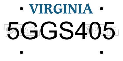 5GGS405 Virginia License Plate