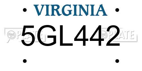 5GL442 Virginia License Plate