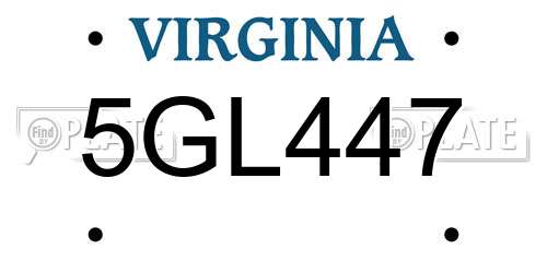 5GL447 Virginia License Plate