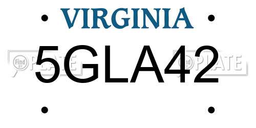 5GLA42 Virginia License Plate