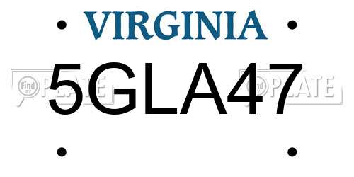 5GLA47 Virginia License Plate