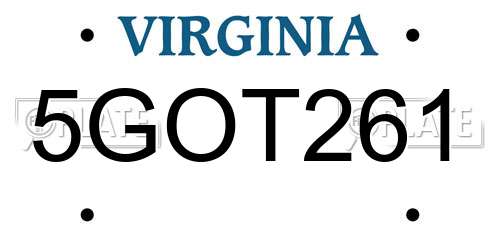 5GOT261 Virginia License Plate