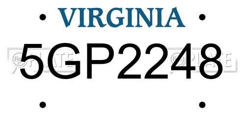 5GP2248 Virginia License Plate