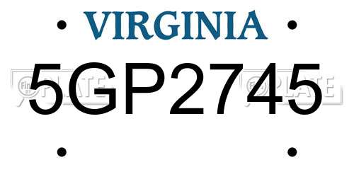 5GP2745 Virginia License Plate