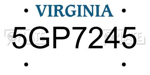 5GP7245 Virginia License Plate