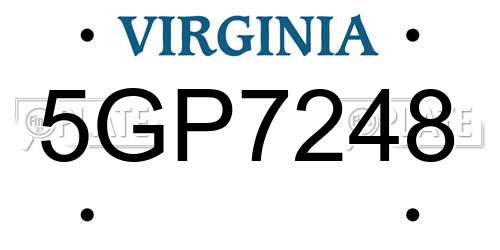 5GP7248 Virginia License Plate