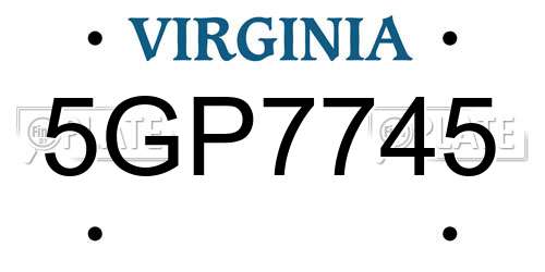 5GP7745 Virginia License Plate
