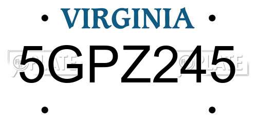 5GPZ245 Virginia License Plate