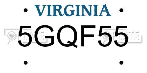 5GQF55 Virginia License Plate