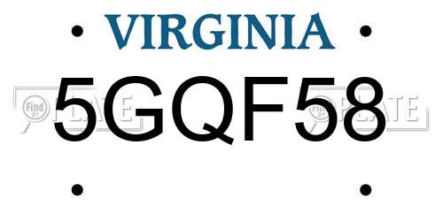 5GQF58 Virginia License Plate