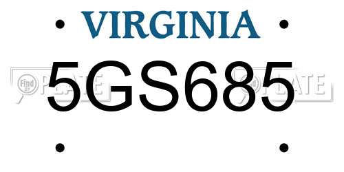 5GS685 Virginia License Plate