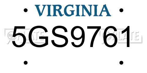 5GS9761 Virginia License Plate