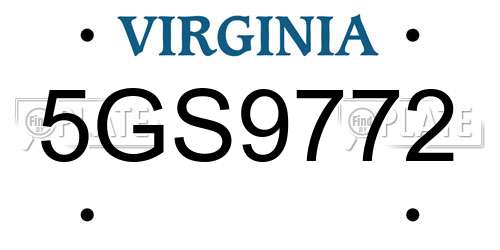 5GS9772 Virginia License Plate