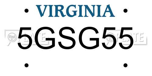 5GSG55 Virginia License Plate