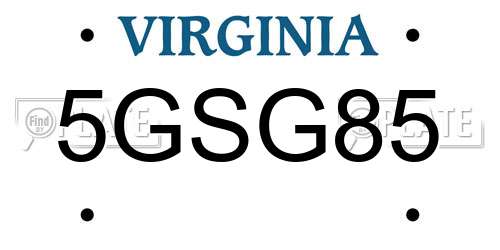 5GSG85 Virginia License Plate