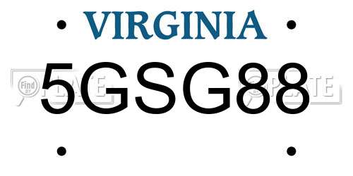 5GSG88 Virginia License Plate