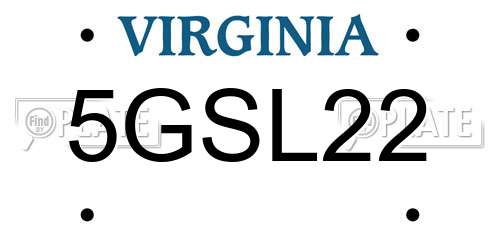 5GSL22 Virginia License Plate