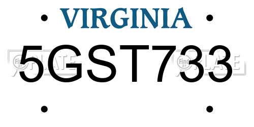 5GST733 Virginia License Plate