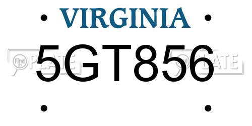 5GT856 Virginia License Plate