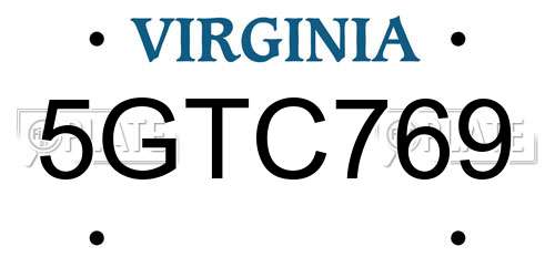 5GTC769 Virginia License Plate