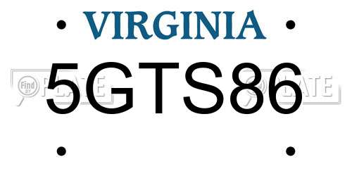 5GTS86 Virginia License Plate