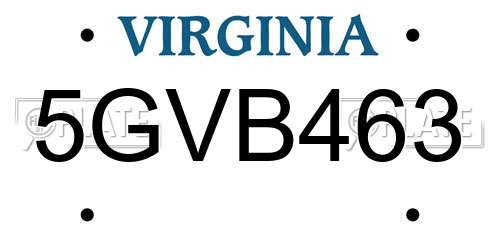 5GVB463 Virginia License Plate