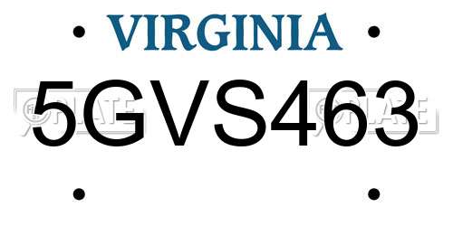 5GVS463 Virginia License Plate