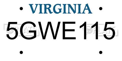 5GWE115 Virginia License Plate