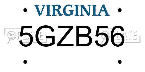 5GZB56 Virginia License Plate