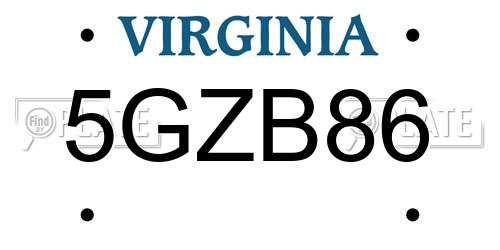 5GZB86 Virginia License Plate