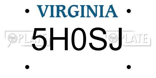 5H0SJ Virginia License Plate
