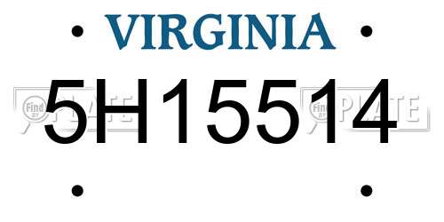 5H15514 Virginia License Plate