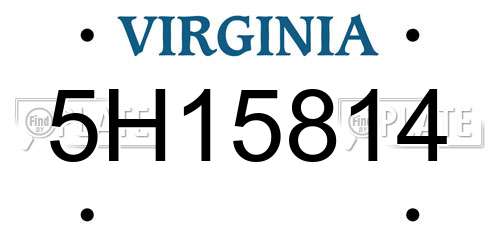 5H15814 Virginia License Plate